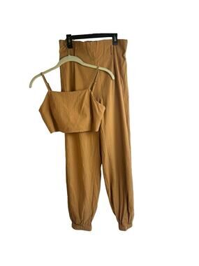 Women's Pant Set in Brown / Tank Top Size 8, Tan Resort Wear Tropical Vacation